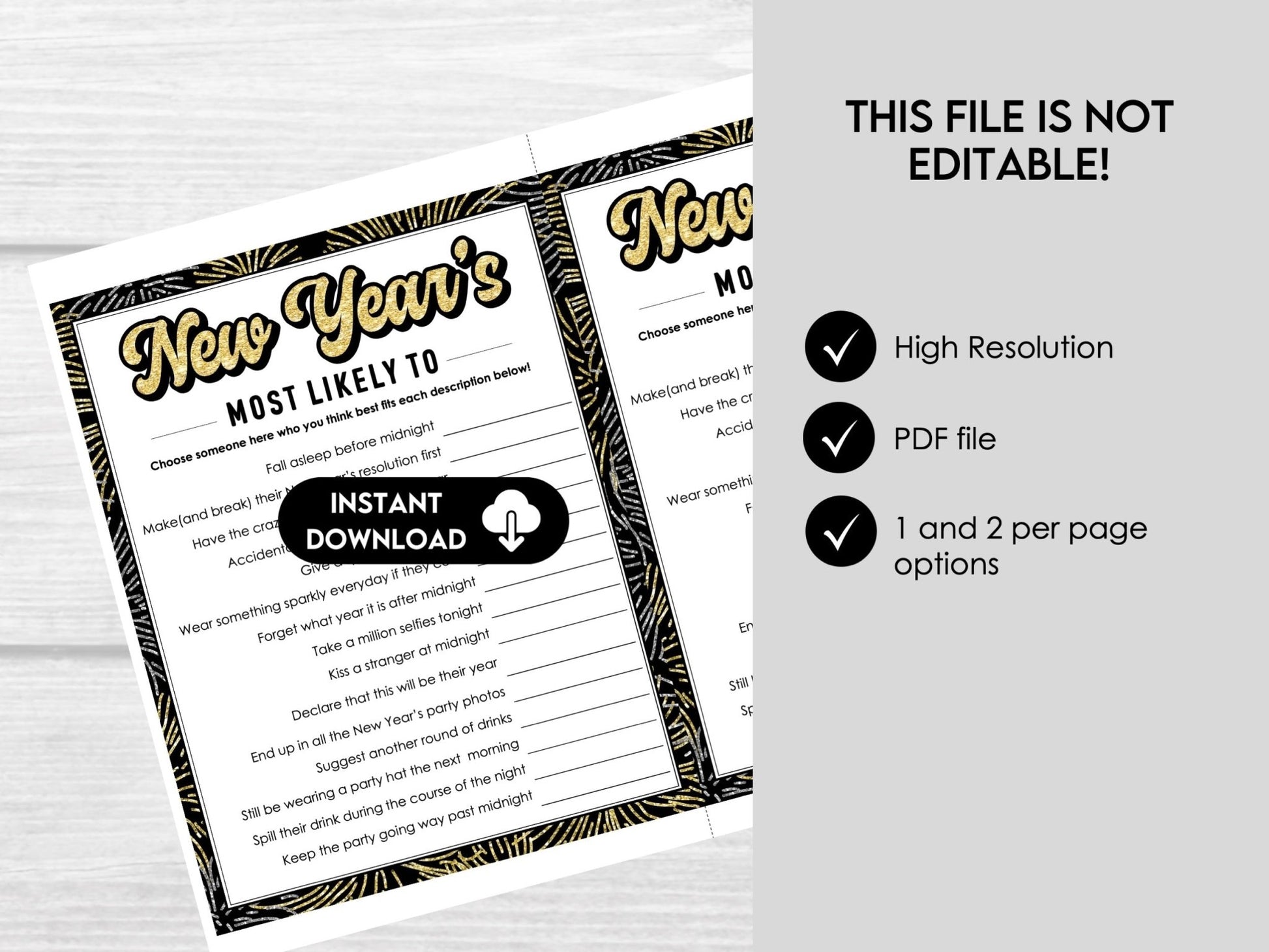 New Year's Eve Party Game, Who is most likely to?