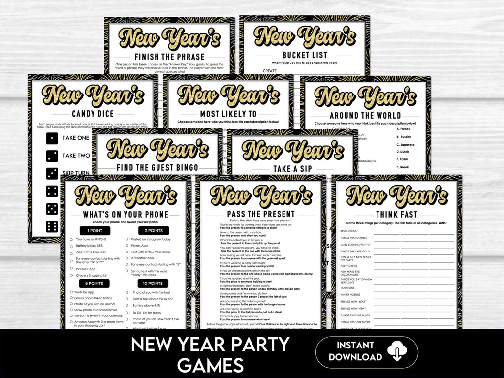 New Year's Eve Printable Party Games Bundle - Before The Party