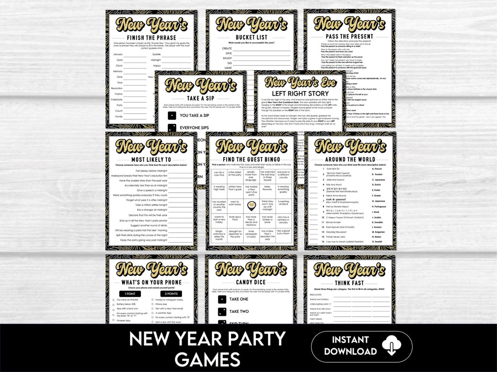 New Year's Eve Printable Party Games Bundle - Before The Party