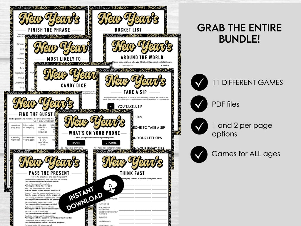 New Year's Eve Printable Party Games Bundle - Before The Party