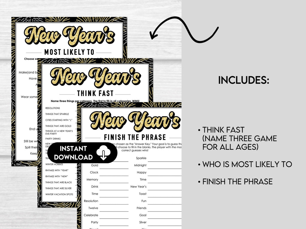 New Year's Eve Printable Party Games Bundle - Before The Party