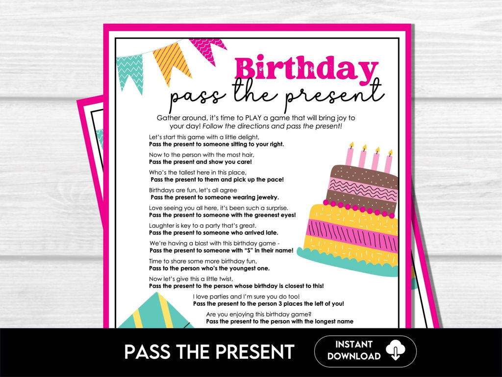 Pass the Gift Game, Birthday Party Game, Teen Birthday Game, Pass the Present Game, Pass the Prize Game, Birthday Party Pass the Gift - Before The Party