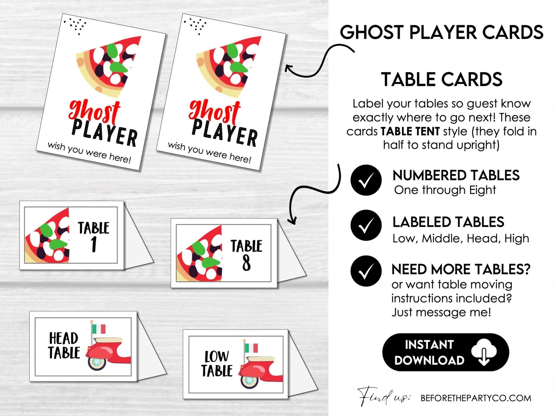 Pizza Party Bunco Score Sheets - Italian Theme Pizza Night Bunco