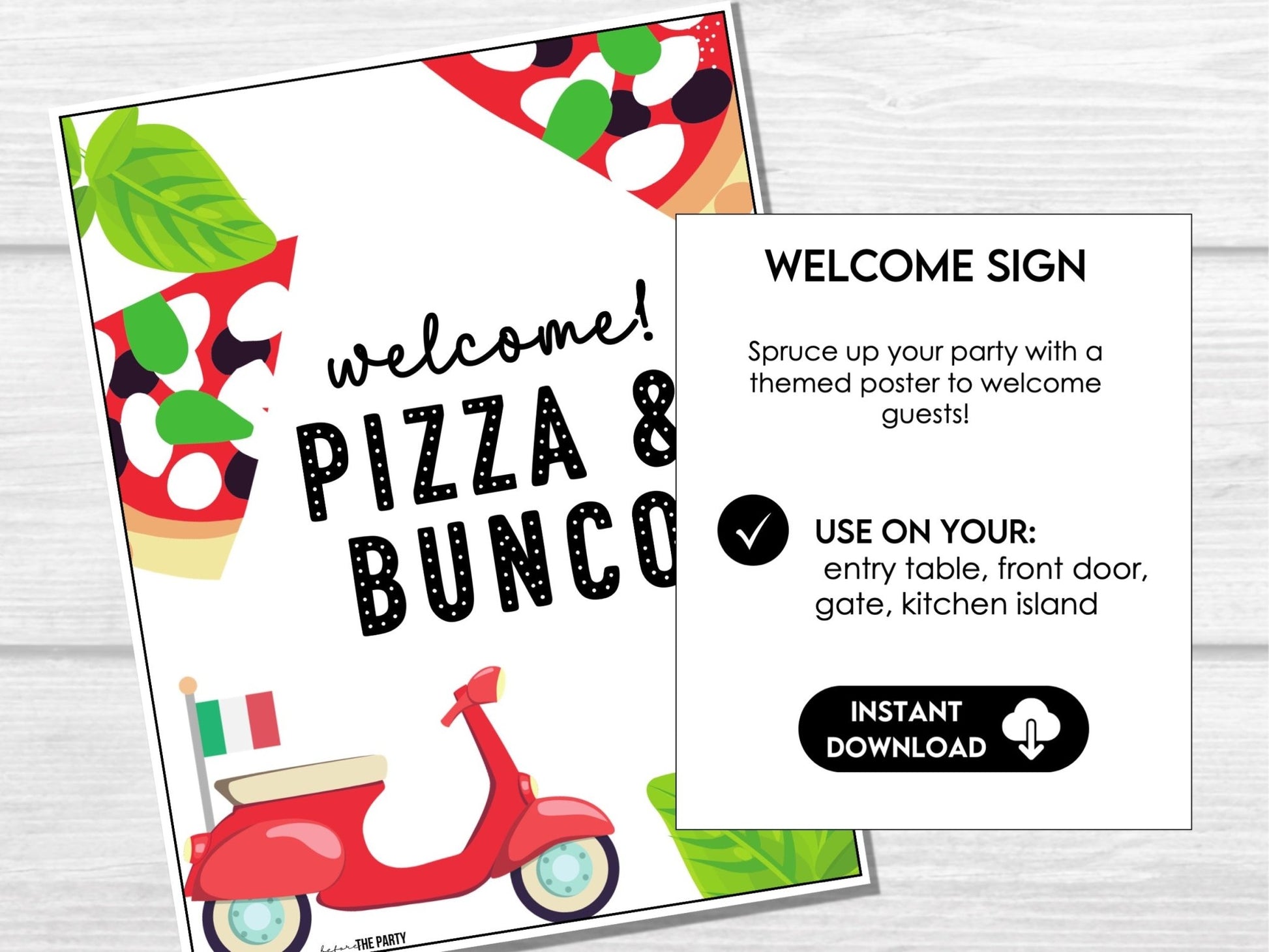 Pizza Party Bunco Score Sheets - Italian Theme Pizza Night Bunco