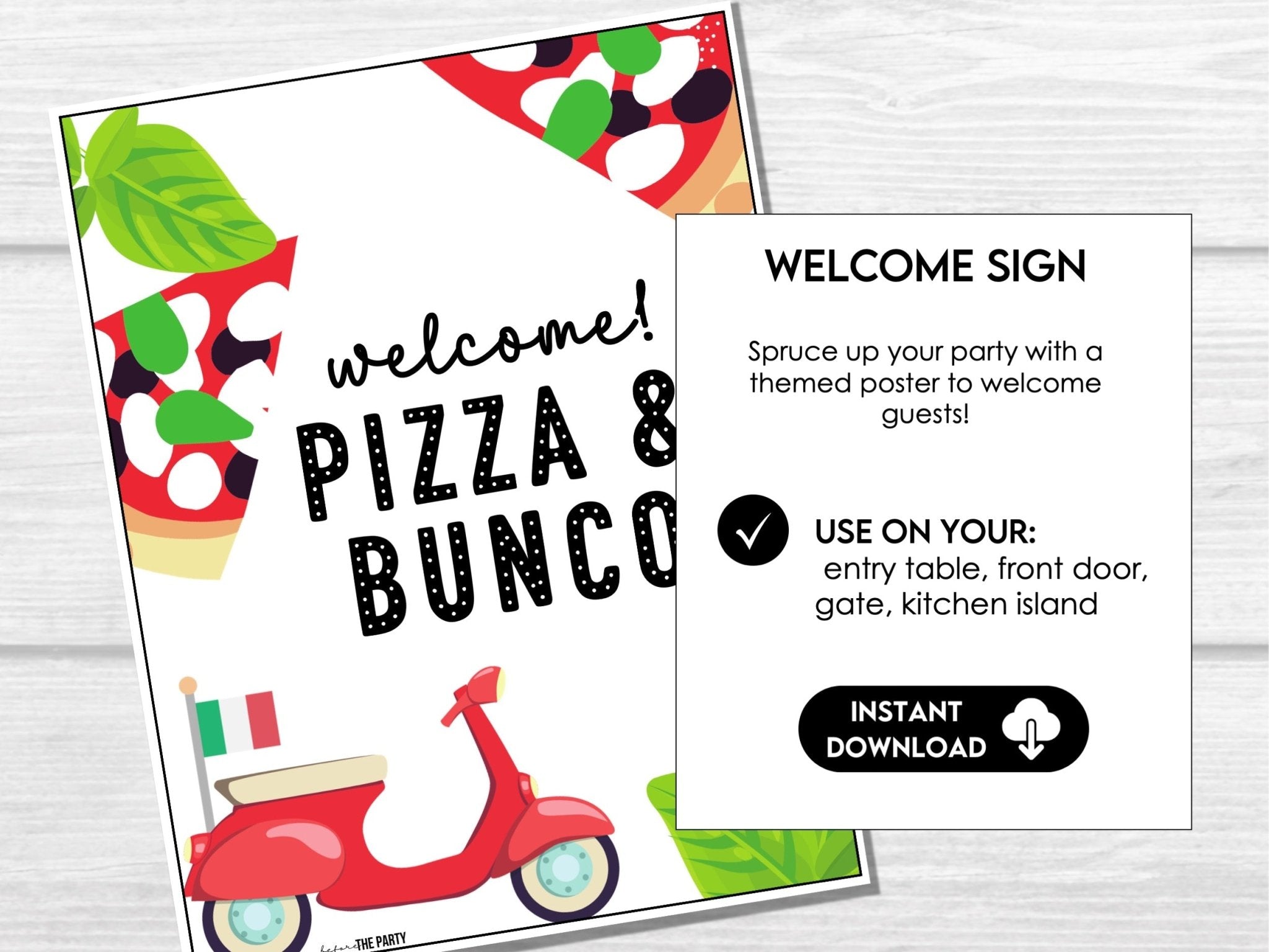 Pizza Party Bunco Score Sheets - Italian Theme Pizza Night Bunco