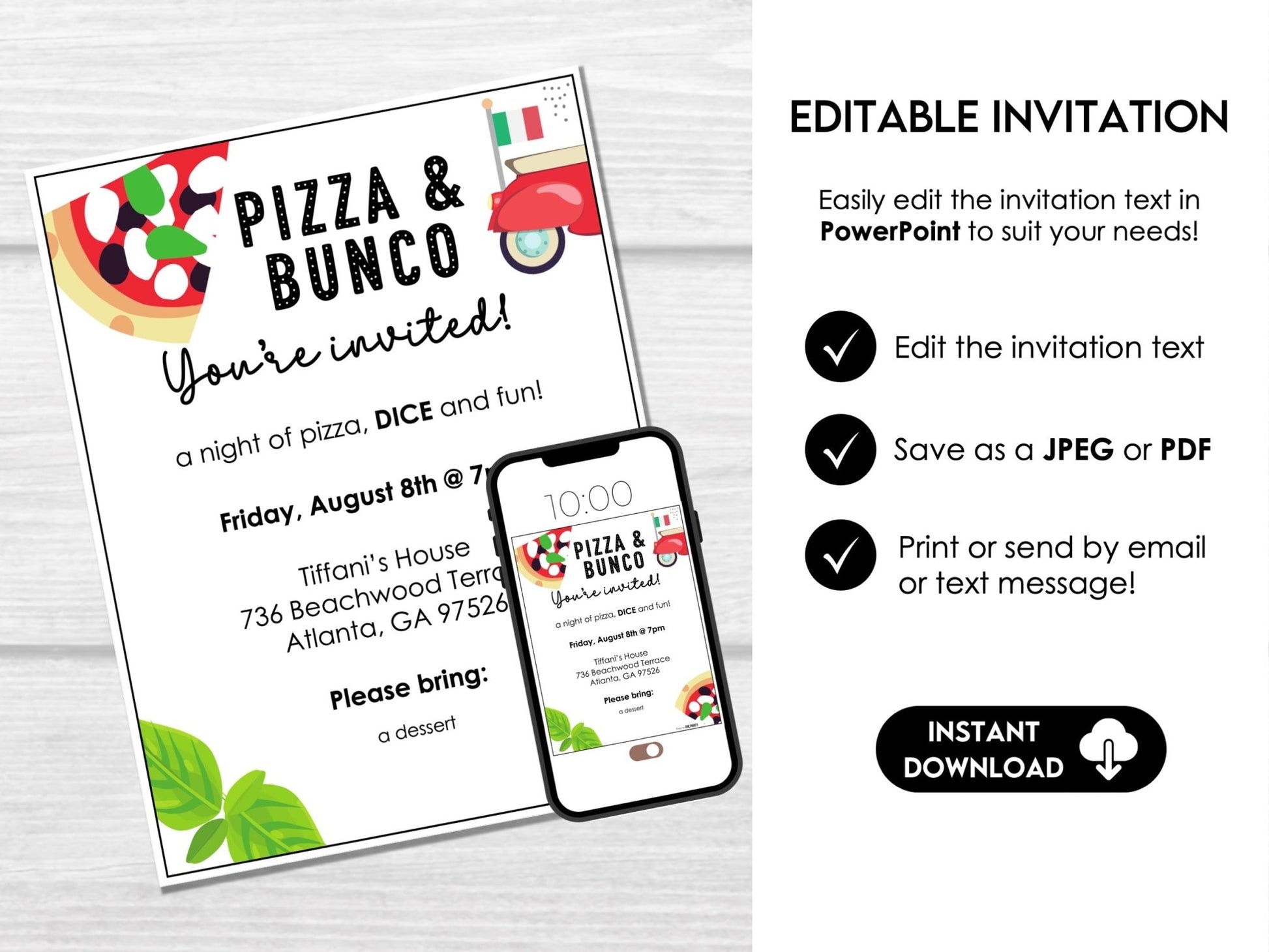 Pizza Party Bunco Score Sheets - Italian Theme Pizza Night Bunco