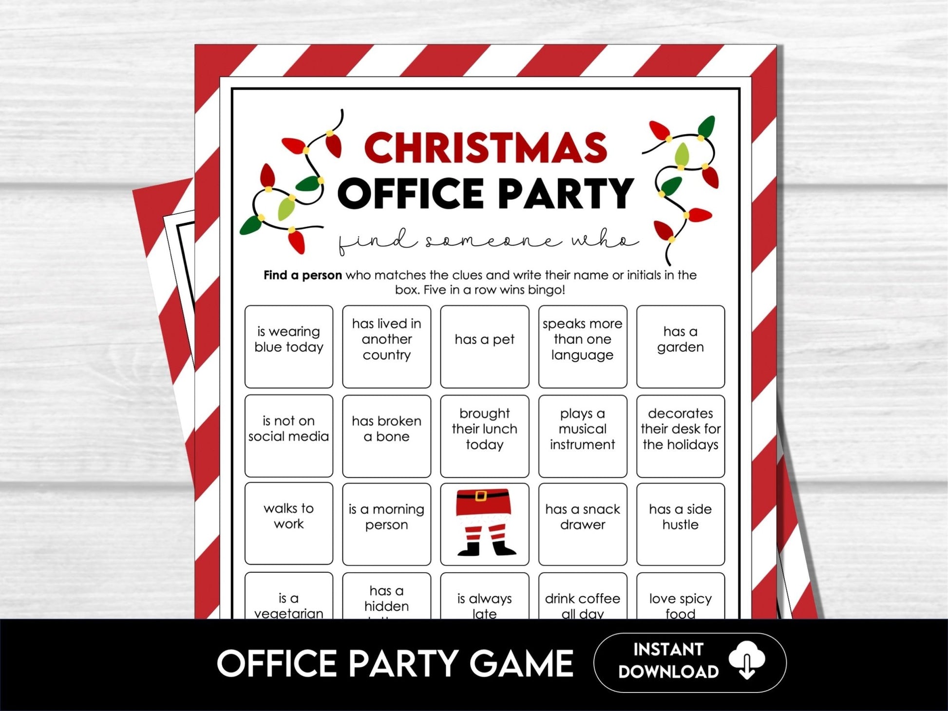 Printable Holiday Office Icebreaker – Bingo & Find Someone Who Game