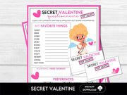 Printable Secret Valentine Questionnaire for Fun Gift Exchange, Valentine's Day Gift Swap Ideas, Galentine's Day Secret Gift Exchange Ideas - Before The Party