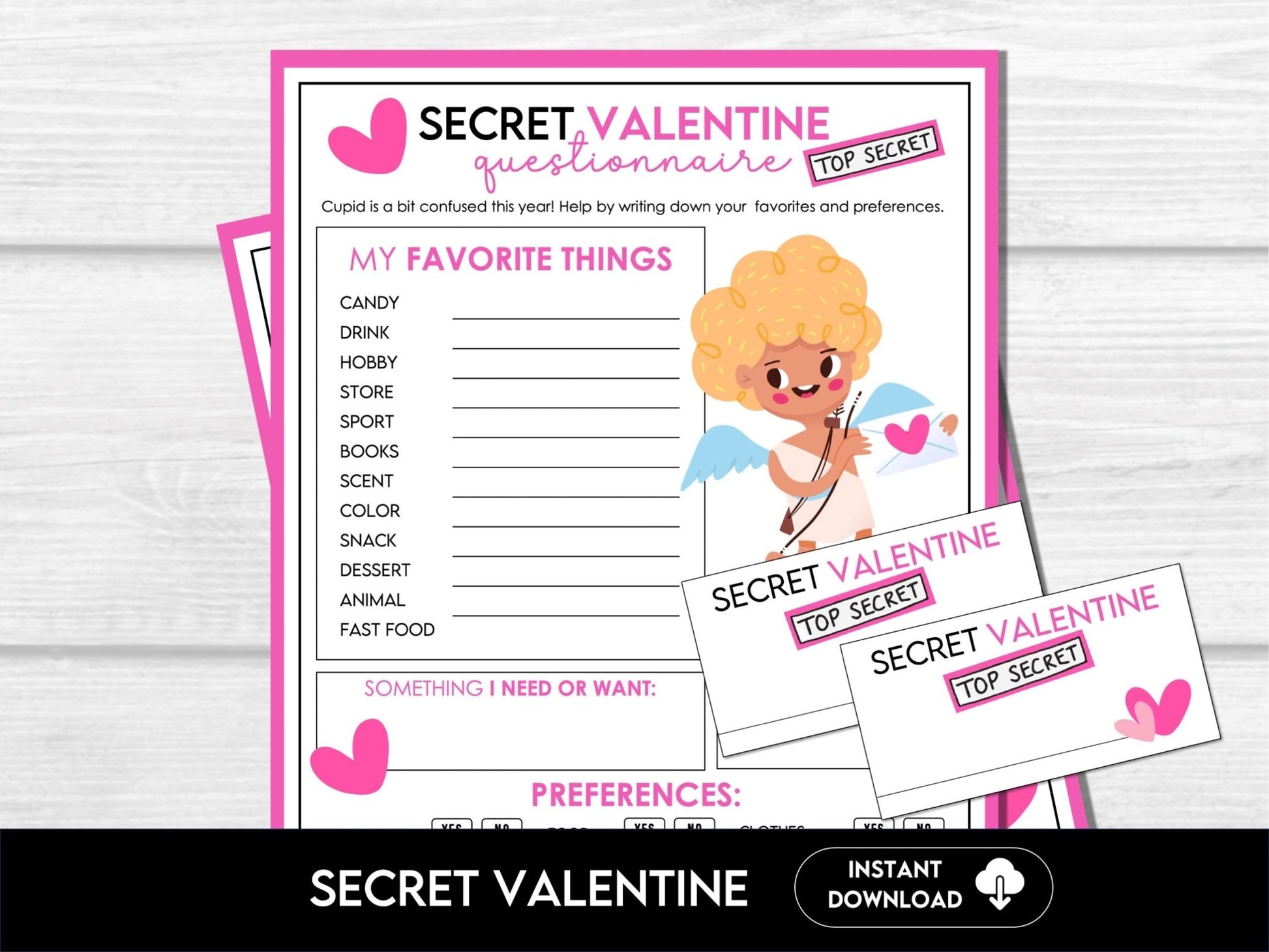 Printable Secret Valentine Questionnaire for Fun Gift Exchange, Valentine's Day Gift Swap Ideas, Galentine's Day Secret Gift Exchange Ideas - Before The Party