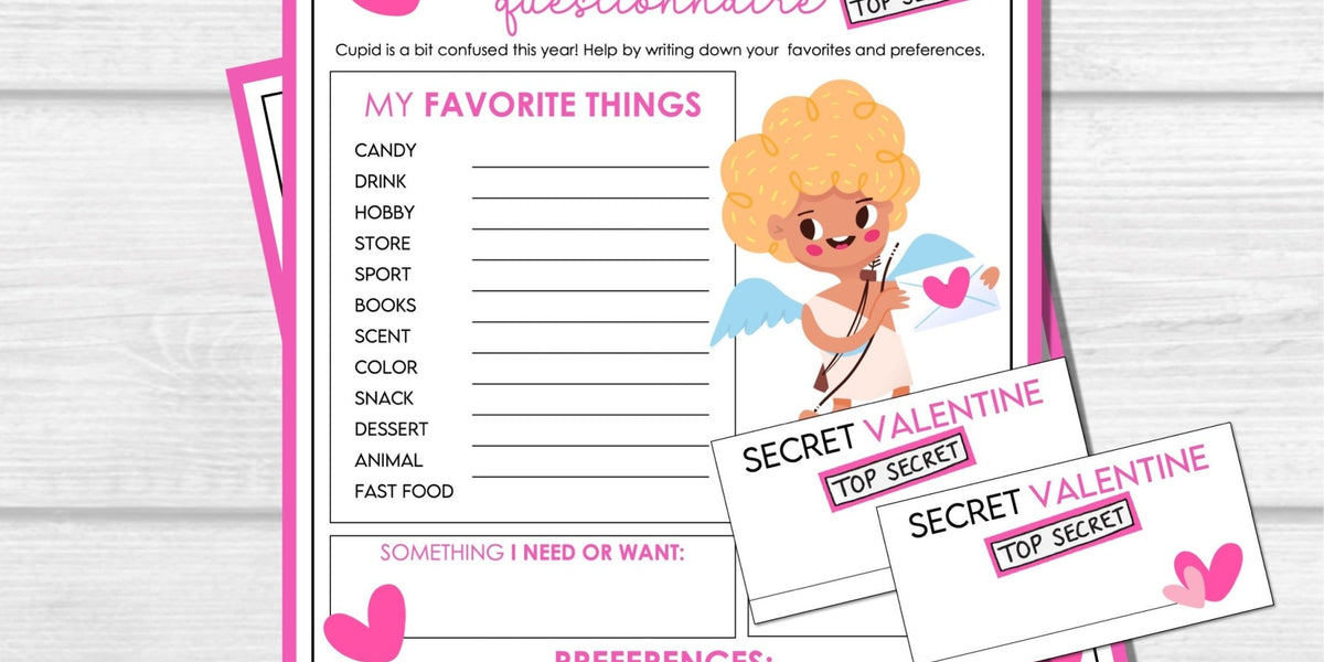 Printable Secret Valentine Questionnaire for Fun Gift Exchange, Valent ...
