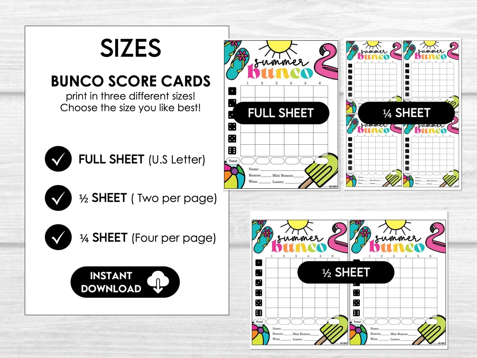 Printable Summer Bunco Game Set – Beach Party Theme - Before The Party