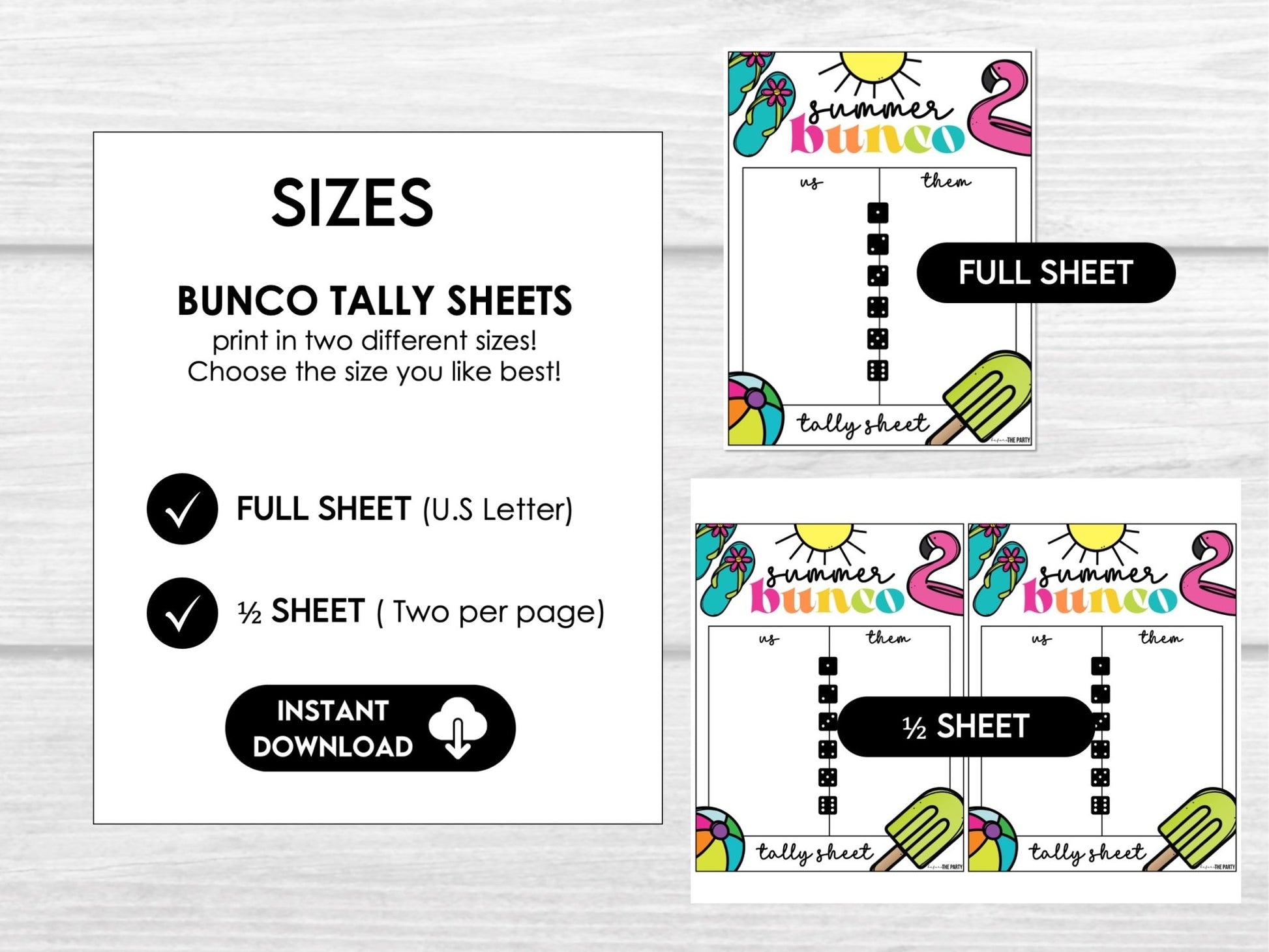 Printable Summer Bunco Game Set – Beach Party Theme - Before The Party