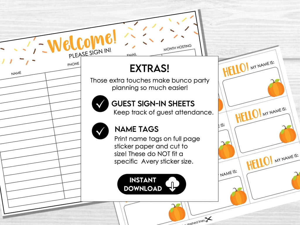 Pumpkin Spice Bunco Score Cards, Autumn Bunco Score Sheets, FALL Bunco Invitation - Before The Party