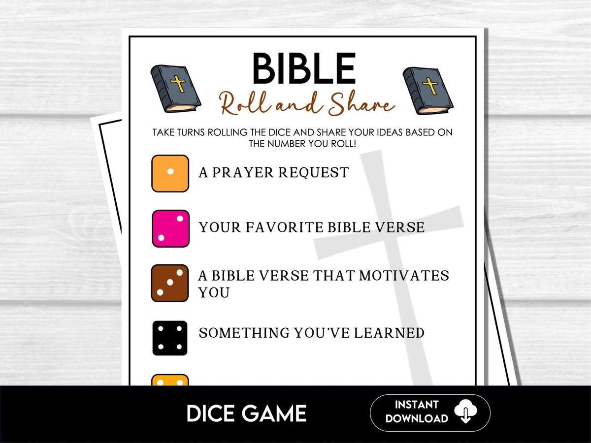 Scripture Game Roll and Share Christian Kids Bible Game – Before The Party