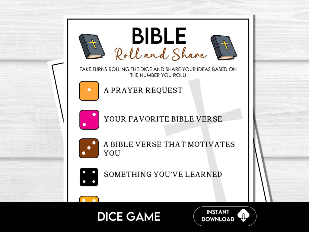 Roll and Share Bible Game, Kids Bible Games, Christian Games, Youth Ministry Group Games, Bible Games for Adults, Church Icebreaker Game - Before The Party