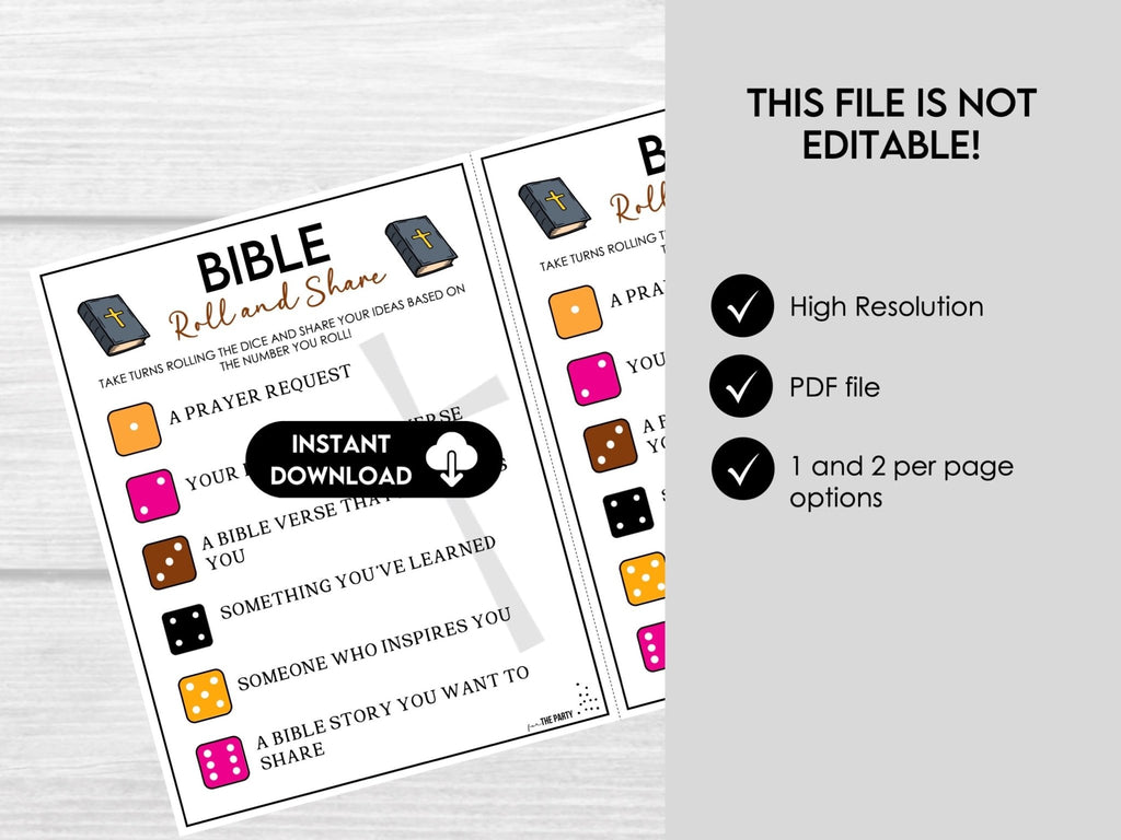 Roll and Share Bible Game, Kids Bible Games, Christian Games, Youth Ministry Group Games, Bible Games for Adults, Church Icebreaker Game - Before The Party