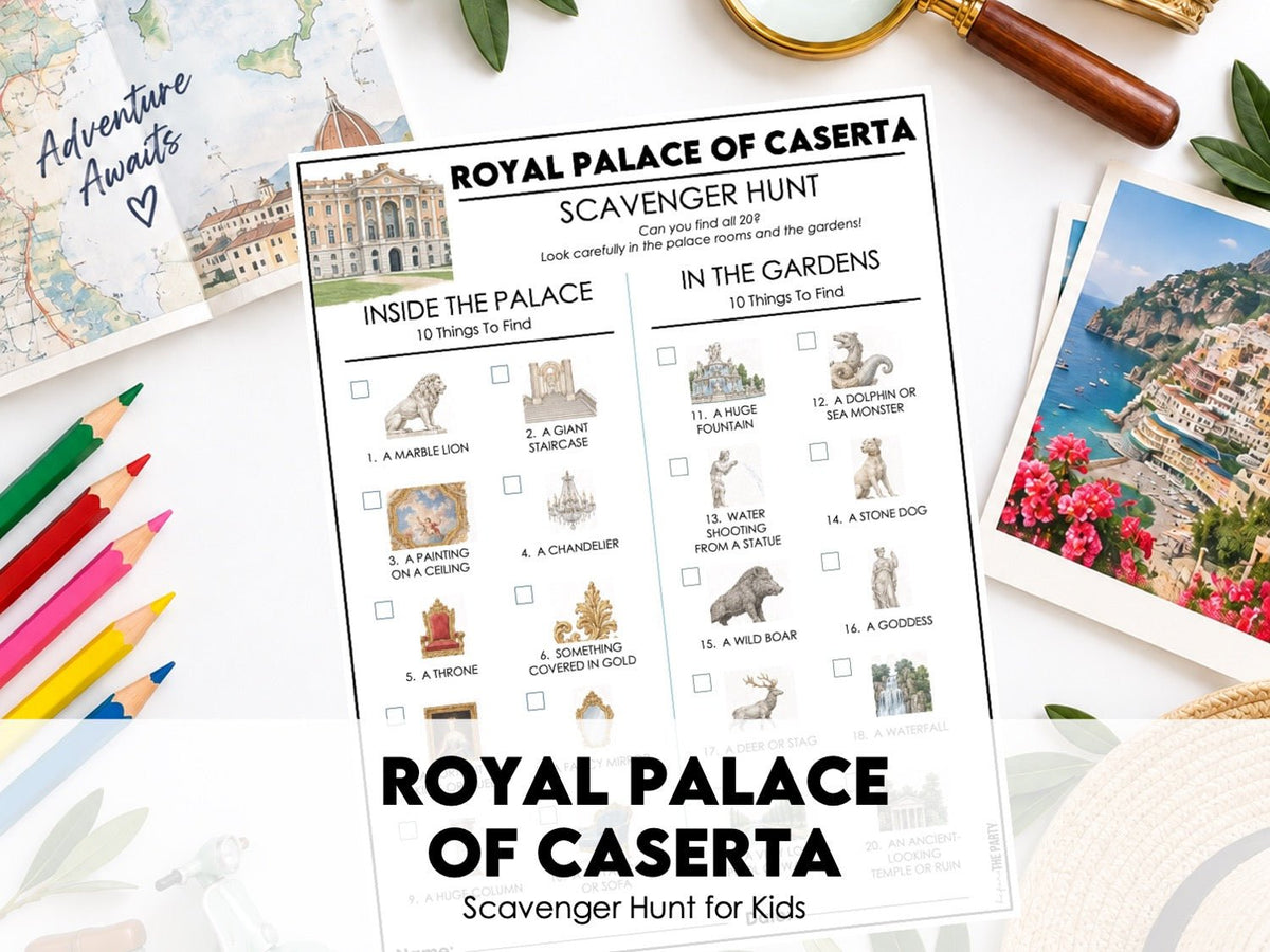 Royal Palace of Caserta Scavenger Hunt for Kids | Printable Italy Travel Activity