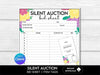 Spring Silent Auction Bid Sheet, Floral Silent Auction Sign Up Sheet, Fundraiser Event Sheet, Silent Auction Bidding Form, Editable in Canva - Before The Party