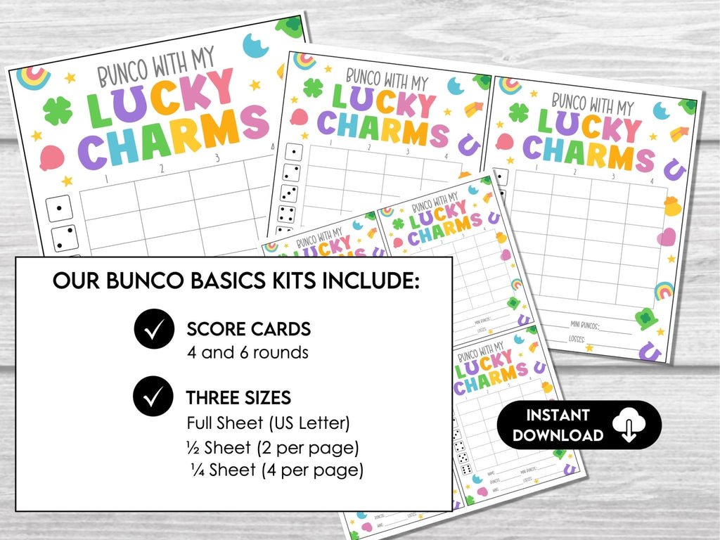 St. Patricks Bunco Sheets, March Bunco, Bunco Score cards, Lucky Bunco Party, St Patrick's Game, Spring Bunco, Bunco with my Lucky Charms - Before The Party