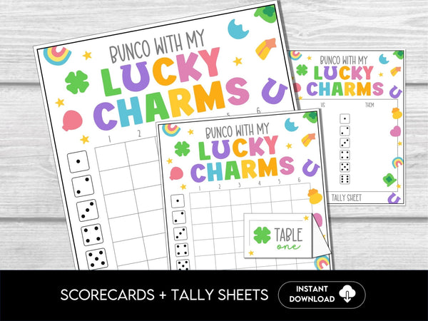 St. Patricks Bunco Sheets, March Bunco, Bunco Score cards, Lucky Bunco Party, St Patrick's Game, Spring Bunco, Bunco with my Lucky Charms - Before The Party