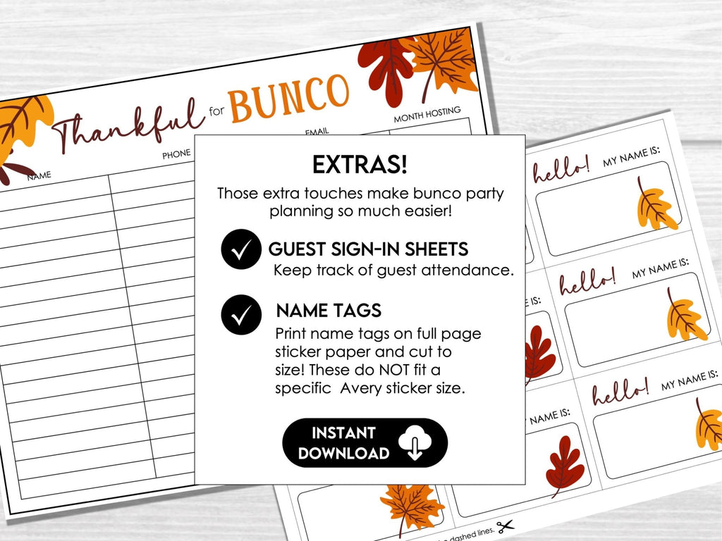 Thanksgiving Bunco Score Cards, Bunco Party Score Sheets, Bunco Tally Sheet, Bunco Party Sheets, November Girls Night Game, Table Card - Before The Party