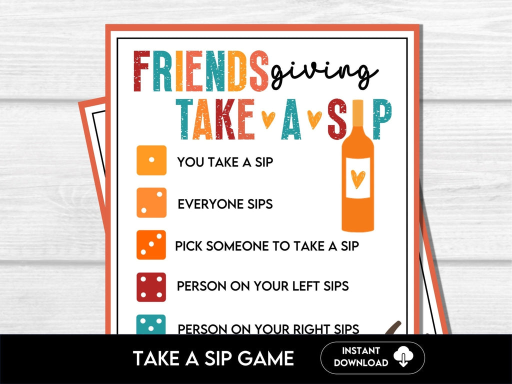 Thanksgiving Game, Friendsgiving Party Games, Drinking Game, Wine Game, Friendsgiving Icebreaker, Adult Party Game, Wine Sipping Dice Game - Before The Party