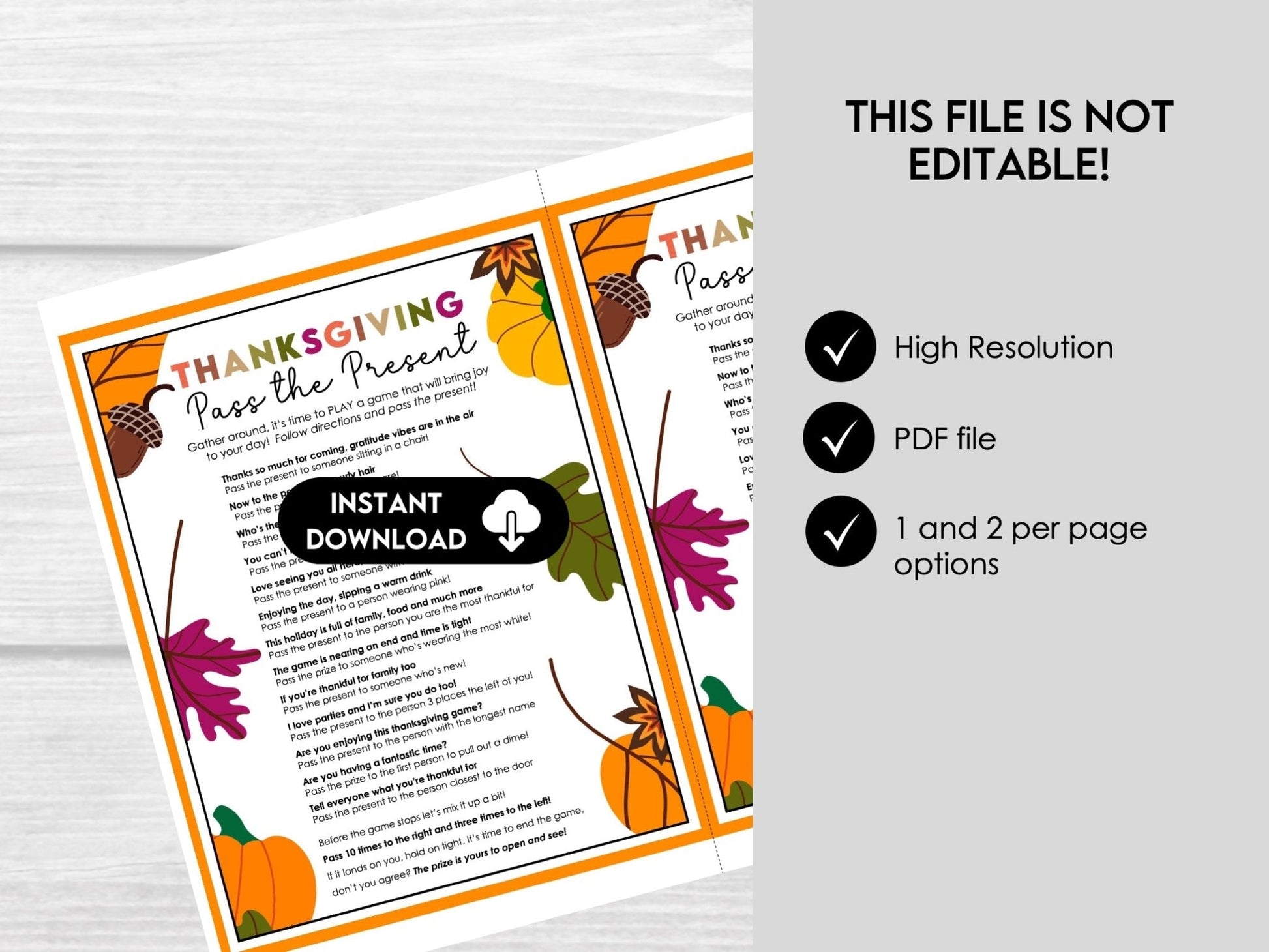 Thanksgiving Pass the Present, Thanksgiving Pass the Gift Game