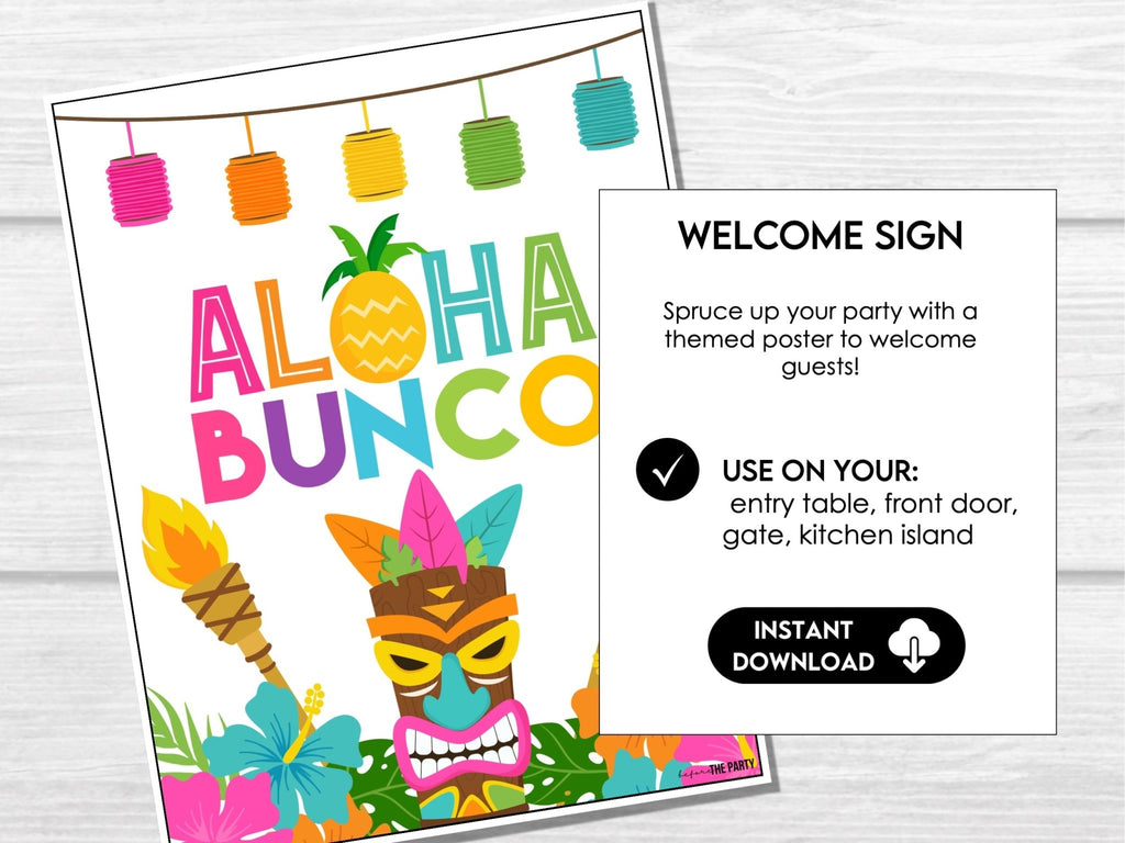 Tropical Summer Bunco Score Sheets, Luau Party Bunco Score Cards, Tiki Summer - Before The Party