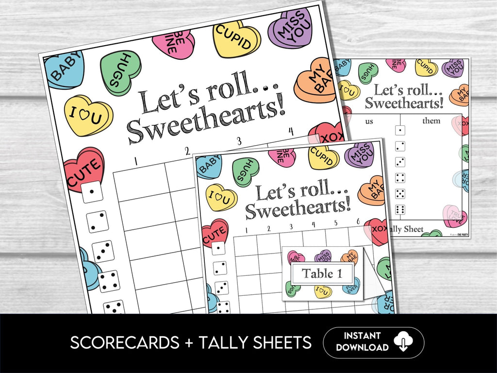 Valentines Bunco Score Sheets, February Bunco, Galentine's Bunco Scorecards | 4 games | 6 games, Tally Sheets | VDAY Bunco | Valentine's Day - Before The Party