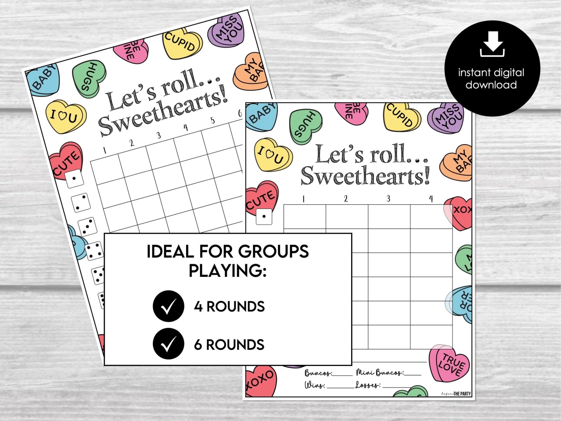 Valentines Bunco Score Sheets, Bunco Scorecards | 4 games | 6 games, Tally Sheets