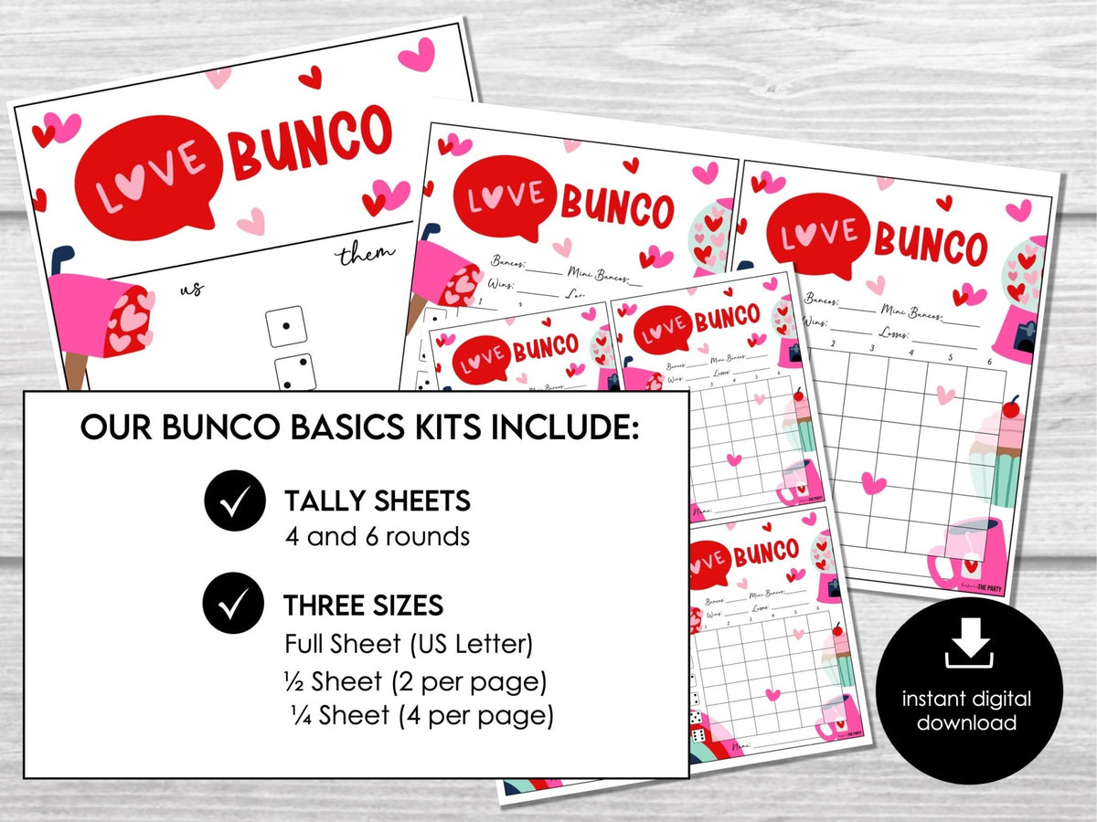 February Scorecards Valentines Bunco Score Sheets & Party Supplies – Before The Party