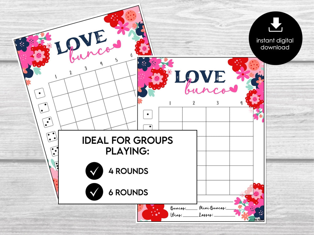 Valentine's Day Bunco - Bunco Party Set, Bunco Game, Galentine Bunco, Bunco Score Sheets for Valentine Party, Tally Sheets, Girls Night Game - Before The Party