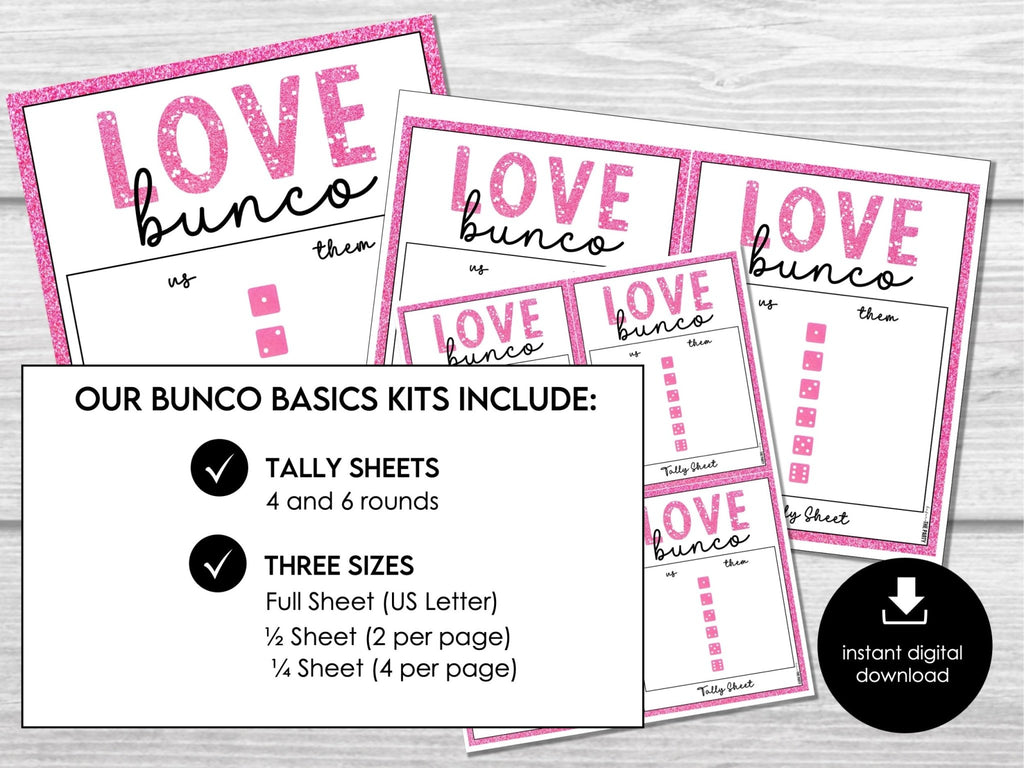 Valentine's Day Bunco - Galentine's Day Bunco, Girls Night Bunco Score Sheets for Valentine Party, Bunco Tally Sheets, Love Bunco, February - Before The Party