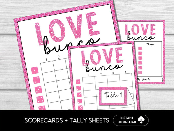 Valentine's Day Bunco - Galentine's Day Bunco, Girls Night Bunco Score Sheets for Valentine Party, Bunco Tally Sheets, Love Bunco, February - Before The Party