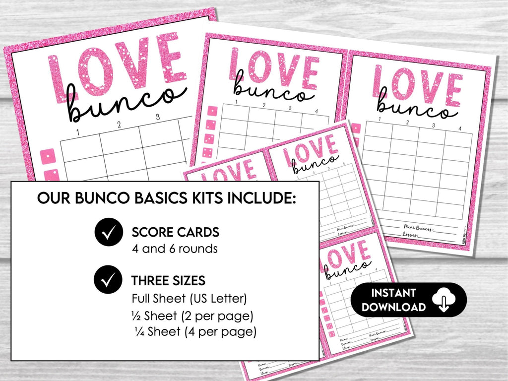 Valentine's Day Bunco - Galentine's Day Bunco, Girls Night Bunco Score Sheets for Valentine Party, Bunco Tally Sheets, Love Bunco, February - Before The Party