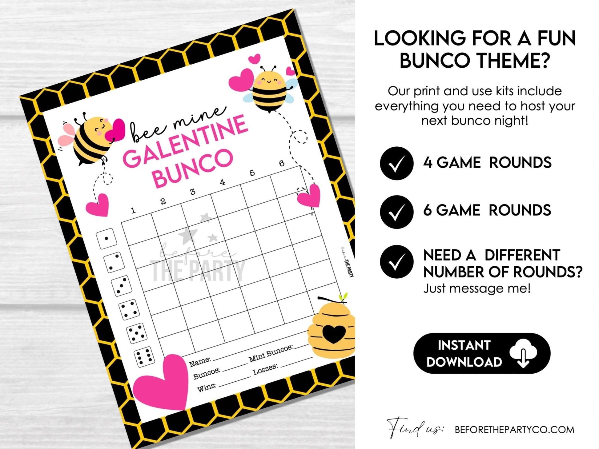 Valentine's Day Bunco Score Cards, February Bunco Score Sheets