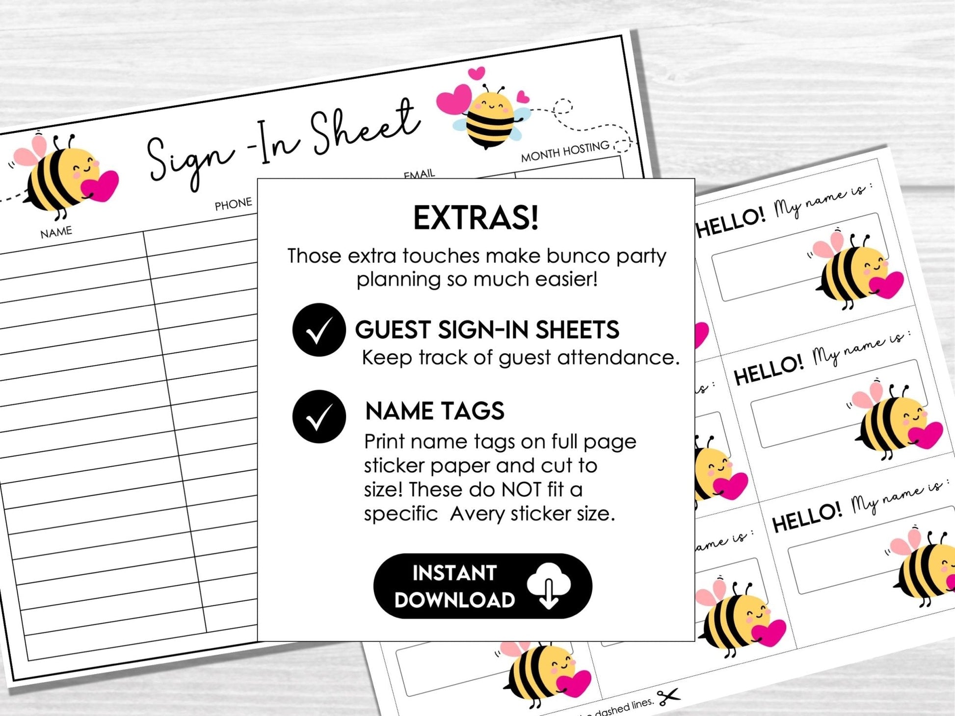 Valentine's Day Bunco Score Cards, February Bunco Score Sheets