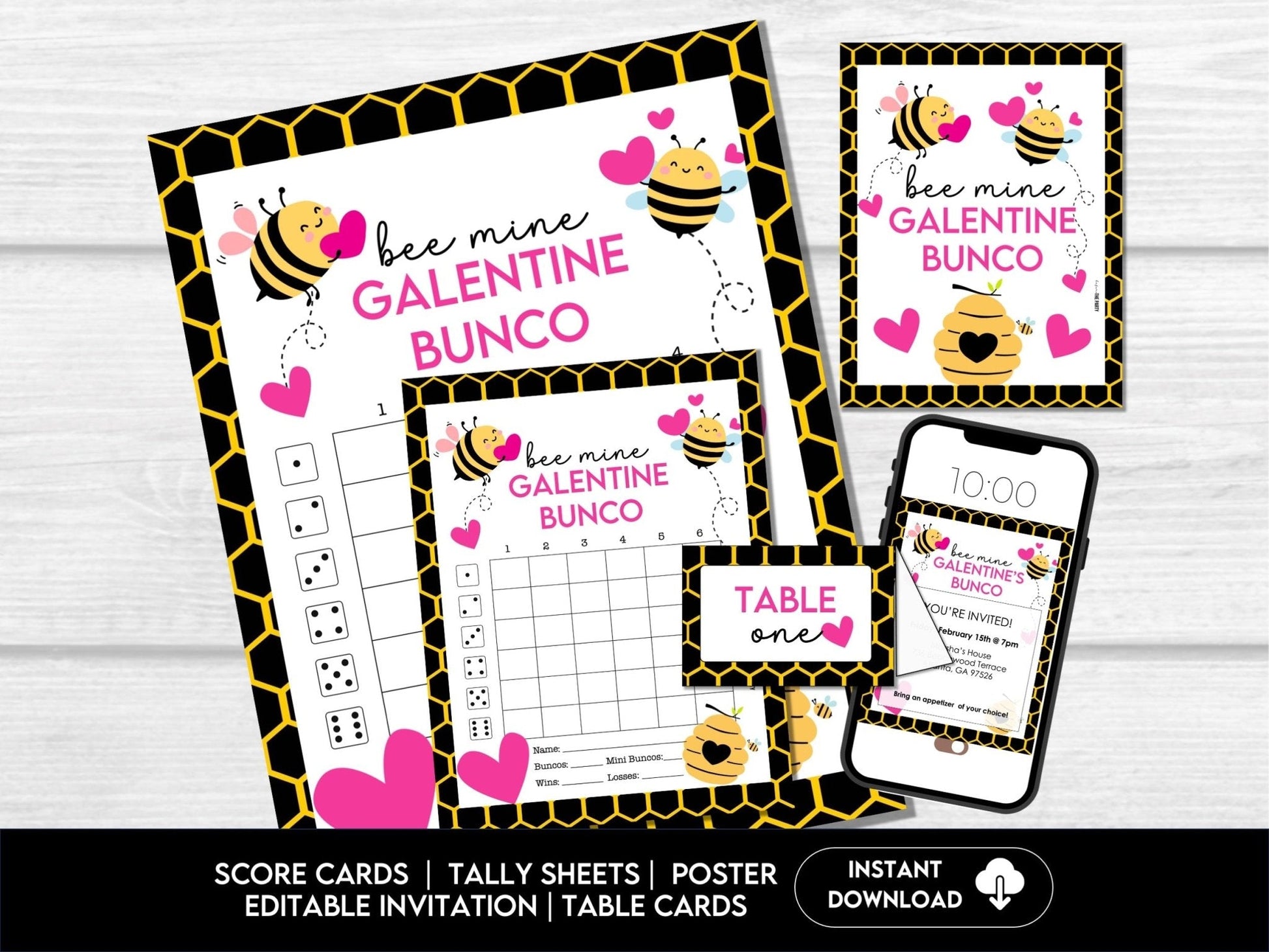 Valentine's Day Bunco Score Cards, February Bunco Score Sheets