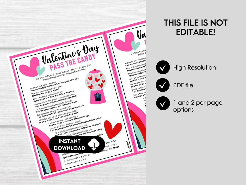 Valentine's Day Pass the Candy Game, Fun Candy Party Game, Valentines Activity, Galentine's Left Right Game - Before The Party