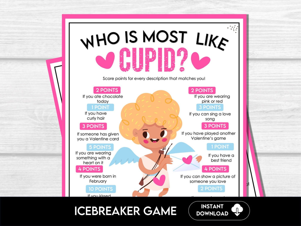 Valentine's Day Who is Most Like Cupid Game, Printable Activity for Adults and Kids, Valentine Party Fun Icebreaker Printable Game, VDAY - Before The Party