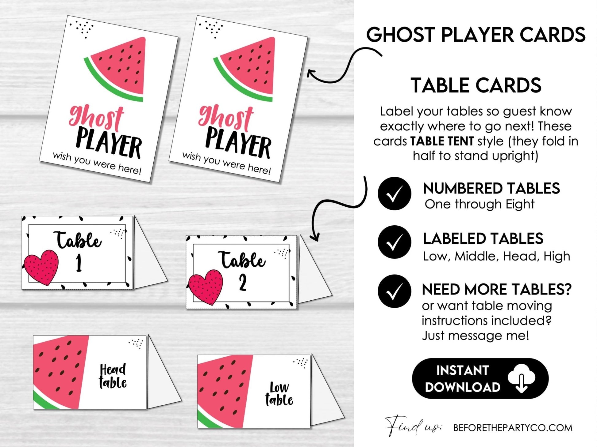Watermelon Bunco Printable Game Set – Summer Score Cards, Invitations, Table Signs & Party Decor - Before The Party