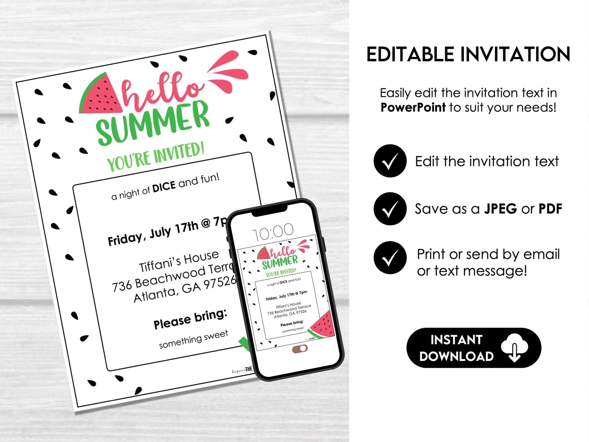 Watermelon Bunco Printable Game Set – Summer Score Cards, Invitations, Table Signs & Party Decor - Before The Party