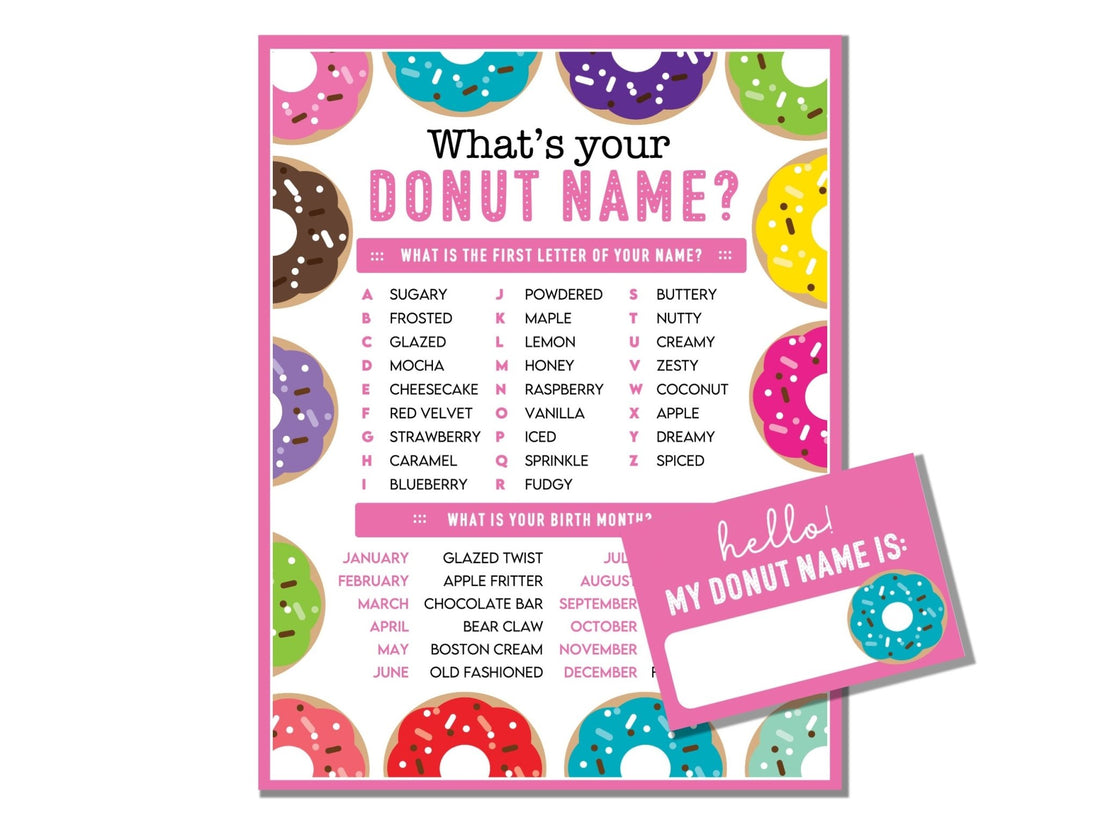 What's Your Donut Name Game - Group Party Printable - Before The Party