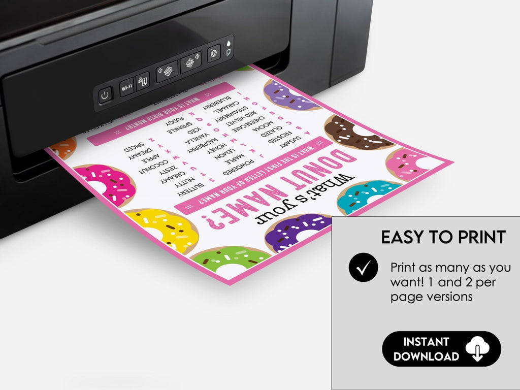 What's Your Donut Name Game Printable, Donut Name Generator, Donut Party Sign and Name Tags, Donut Party, Birthday, Baby Shower, Work Event - Before The Party