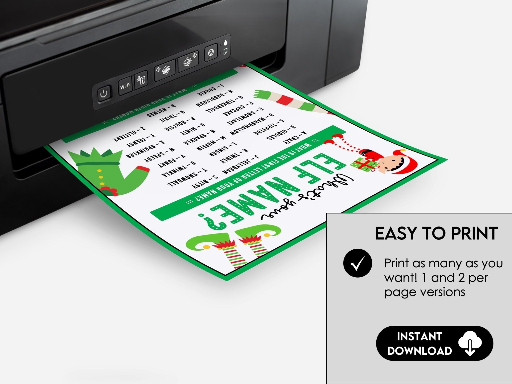 What's Your Elf Name Game Sign, Christmas Elf Name Game, Christmas Activity, Christmas Party Icebreaker Game for Groups, Adults & Kids - Before The Party