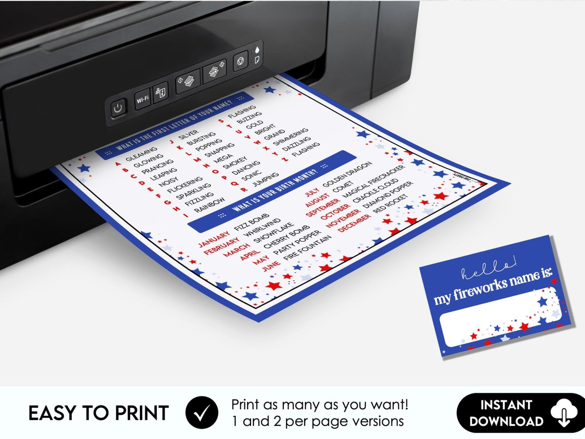 Firework Name Plates Printable Fireworks Name Party Icebreaker & Tags β Before The Party