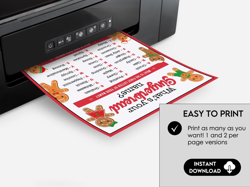 What's your Gingerbread Name Game, Christmas Party Game, Christmas Cookie Party Game, What is your Name Printable, Holiday Party Ice Breaker - Before The Party