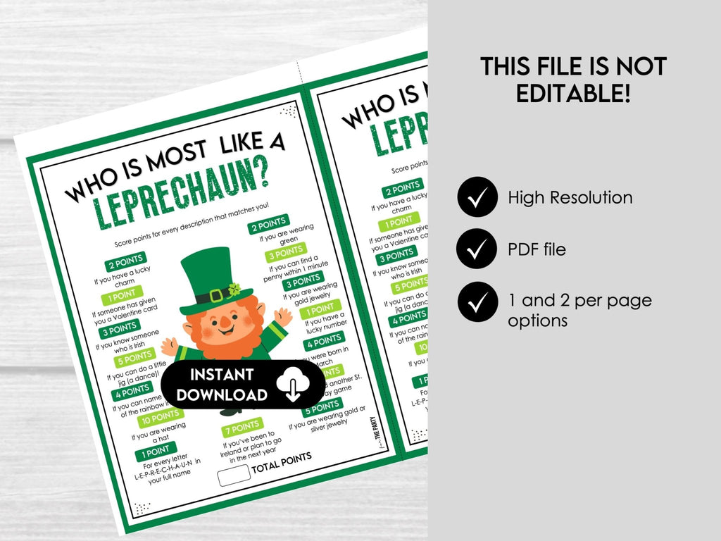 Who Is Most Like a Leprechaun Game, St. Patrick's Day Party Game, St. Patrick's Day Party Game, St. Patrick's Day Icebreaker Game for Adults - Before The Party