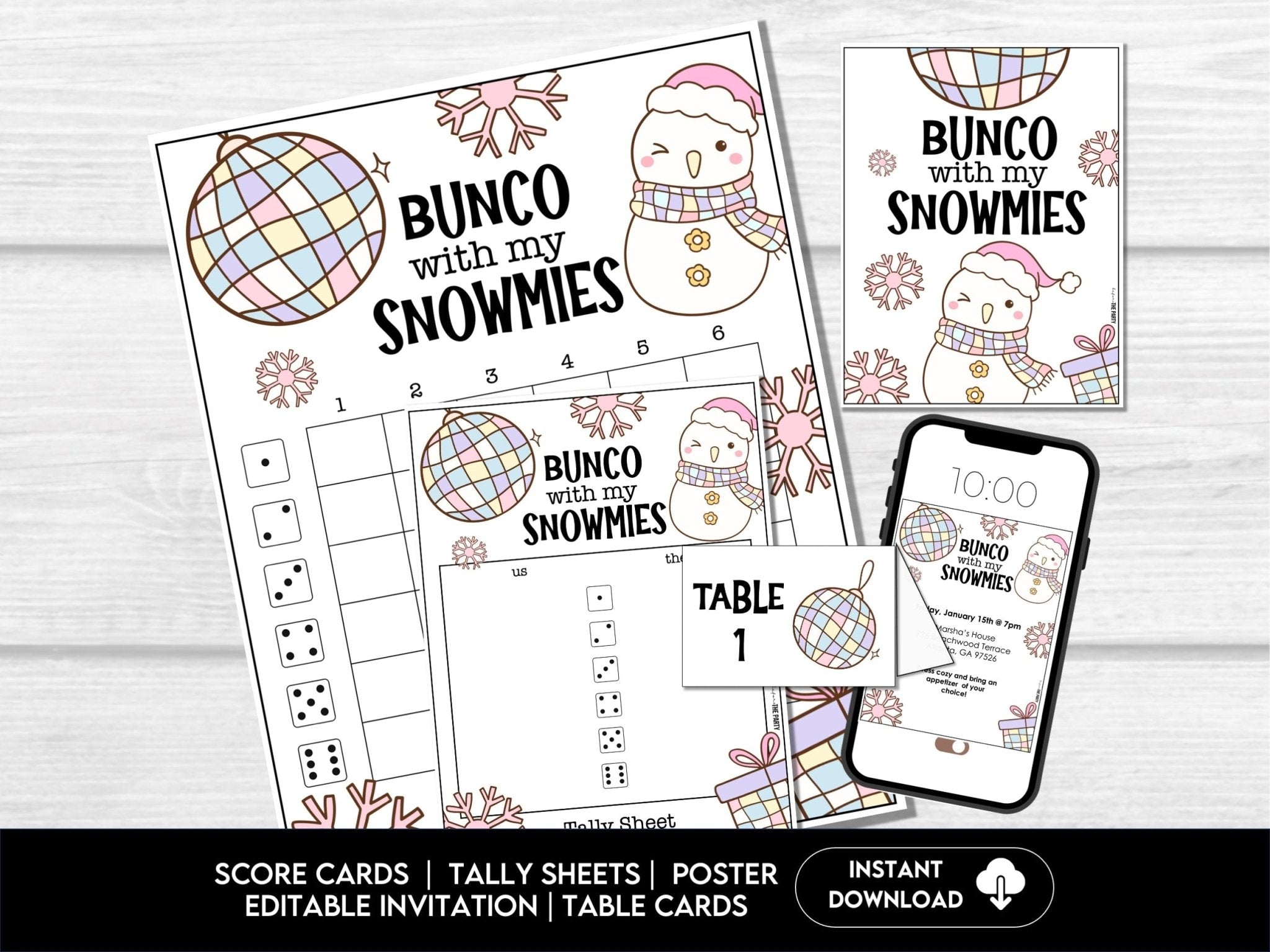Winter Bunco Score Sheets, Bunco Party Kit, Winter Bunco, Bunco with my Snowmies