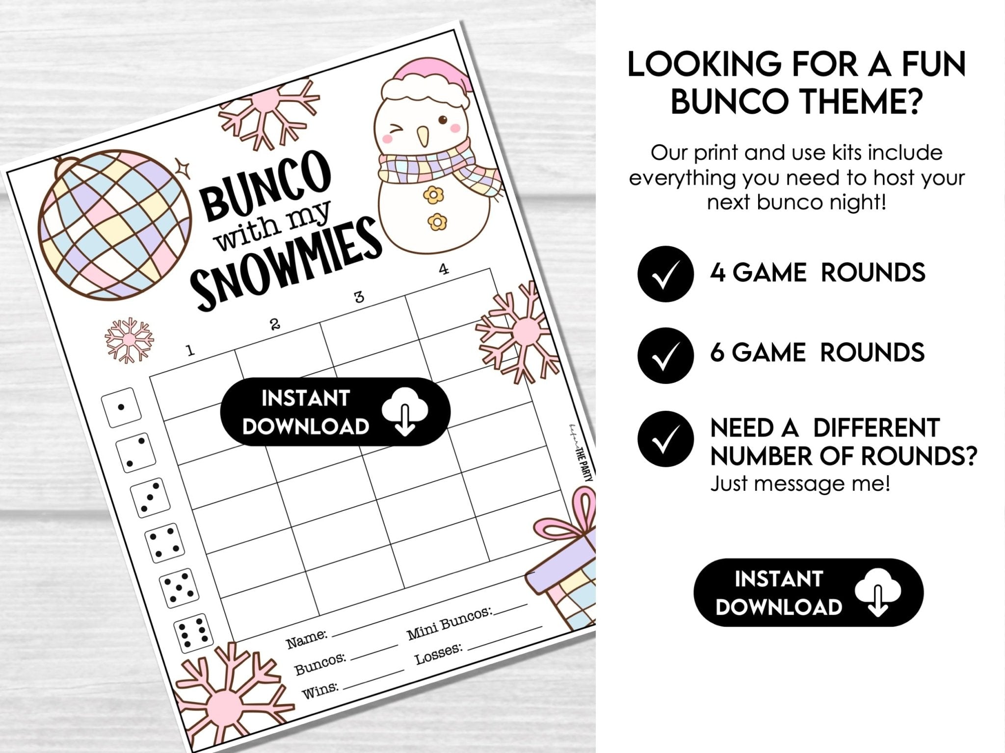 Winter Bunco Score Sheets, Bunco Party Kit, Winter Bunco, Bunco with my Snowmies - Before The Party